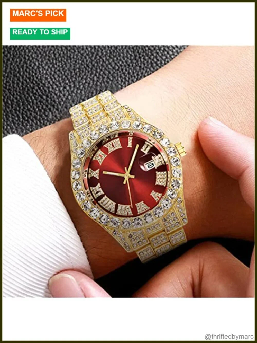 Unisex Crystal Diamond Watch Stainless Steel Quartz Analog Big Face Wrist Watch